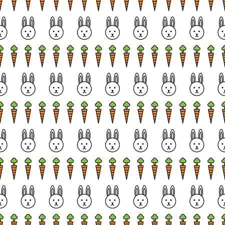 Seamless illustrated pattern made of rabbits and carrotsのイラスト素材