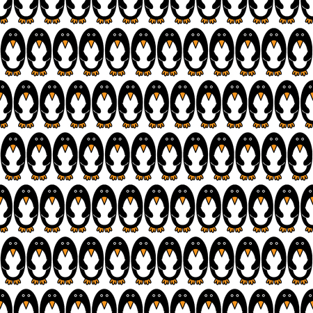 Seamless pattern made of illustrated penguins on on whiteのイラスト素材