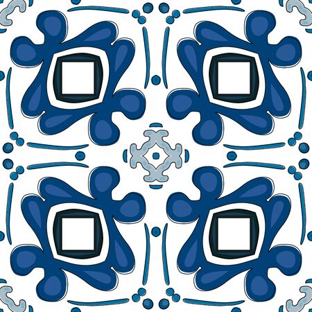 Seamless pattern illustration in traditional style - like Portuguese tilesのイラスト素材