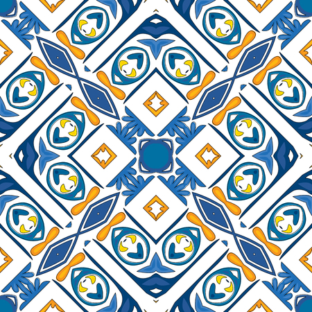 Seamless pattern illustration in traditional style - like Portuguese tilesのイラスト素材