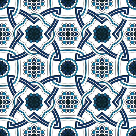 Seamless pattern illustration in traditional style - like Portuguese tilesのイラスト素材