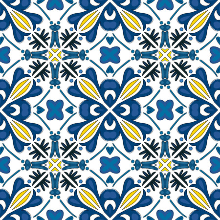 Seamless pattern illustration in traditional style - like Portuguese tilesのイラスト素材