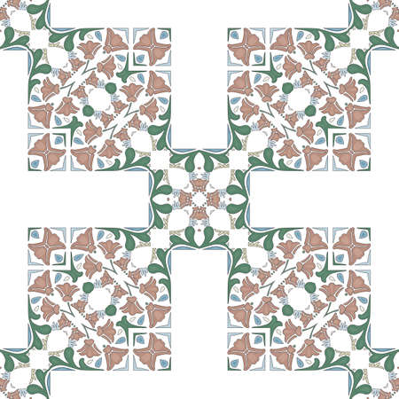 Seamless pattern illustration in traditional style - like Portuguese tilesのイラスト素材