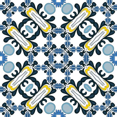 Seamless pattern illustration in traditional style - like Portuguese tilesのイラスト素材