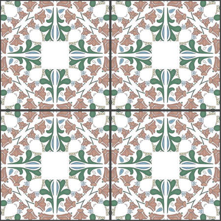 Seamless pattern illustration in traditional style - like Portuguese tilesのイラスト素材