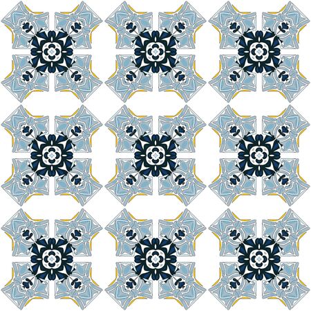 Seamless pattern illustration in traditional style - like Portuguese tilesのイラスト素材