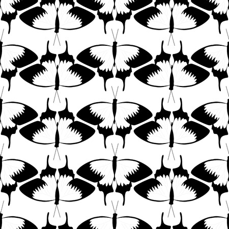 Seamless illustrated pattern made of butterflies - coloring sheet for adultsのイラスト素材