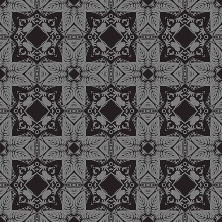 Seamless illustrated pattern made of abstract elements in black and greyのイラスト素材