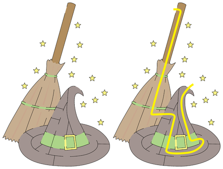 Easy easy witch hat maze for younger kids with a solutionのイラスト素材
