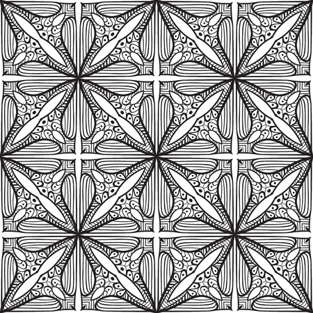 Seamless illustrated pattern made of hand drawn elements - coloring sheet for adultsのイラスト素材