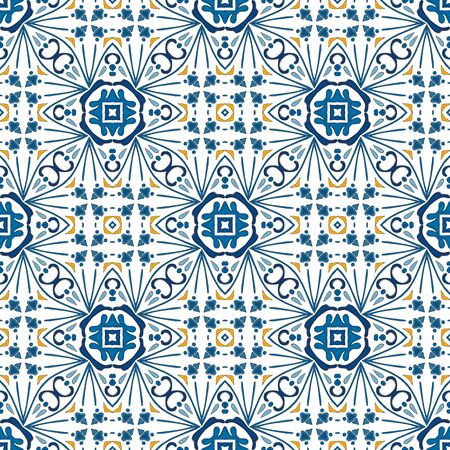 Seamless pattern illustration in traditional style - like Portuguese tilesのイラスト素材
