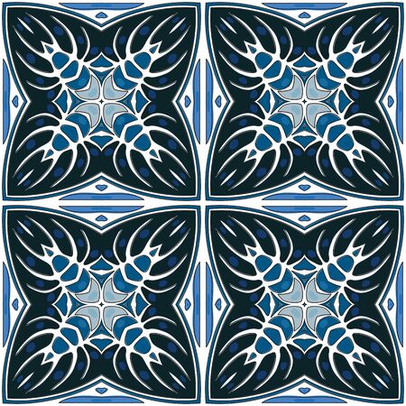 Seamless pattern illustration in traditional style - like Portuguese tilesのイラスト素材