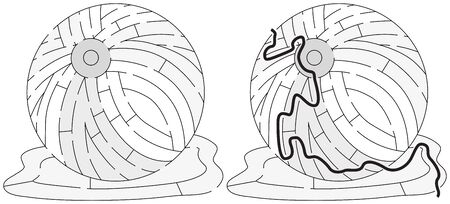 Easy beach ball maze for younger kids with a solution in black and whiteのイラスト素材