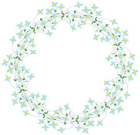 Illustration of wreath made of bluet flowersのイラスト素材