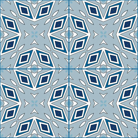 Seamless pattern illustration in traditional style - like Portuguese tilesのイラスト素材