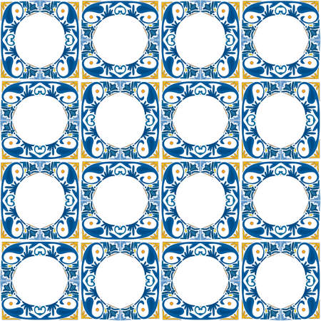 Seamless pattern illustration in traditional style - like Portuguese tilesのイラスト素材