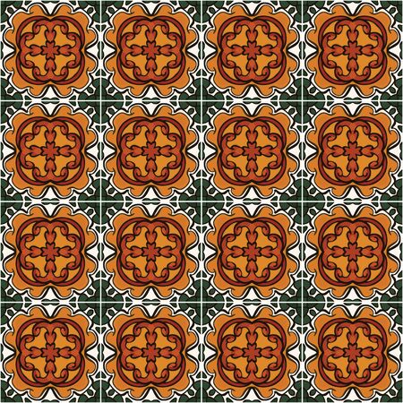 Seamless pattern illustration in traditional style - inspired by Mexican ceramic tilesのイラスト素材