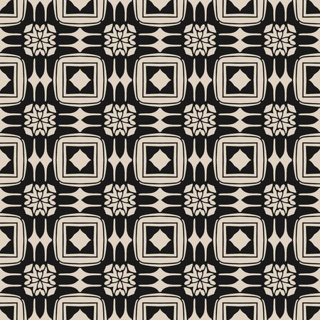 Seamless illustrated pattern made of abstract elements in beige and blackのイラスト素材