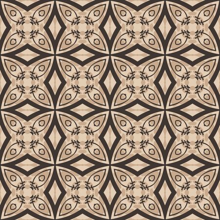 Seamless illustrated pattern made of abstract elements in beige and brownのイラスト素材