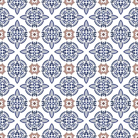 Seamless pattern illustration in traditional style - like Portuguese tilesのイラスト素材