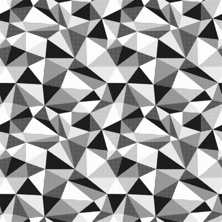 Seamless illustrated pattern made of polygons in black and whiteのイラスト素材