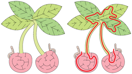 Easy cherry maze for younger kids with a solutionのイラスト素材