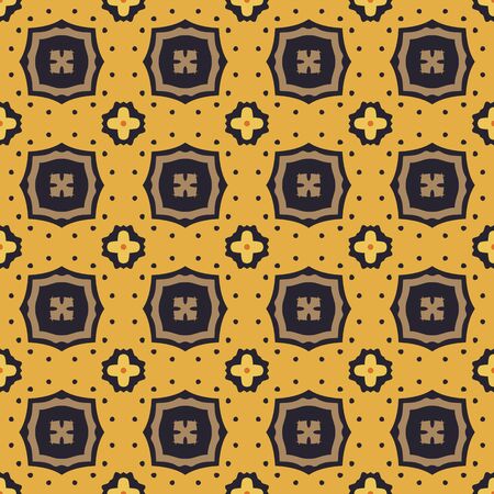 Seamless illustrated pattern made of abstract elements in brown, yellow, orange and blackのイラスト素材