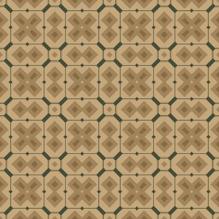 Seamless illustrated pattern made of abstract elements in beige, brown and greenのイラスト素材