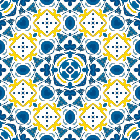 Seamless pattern illustration in traditional style - like Portuguese tilesのイラスト素材