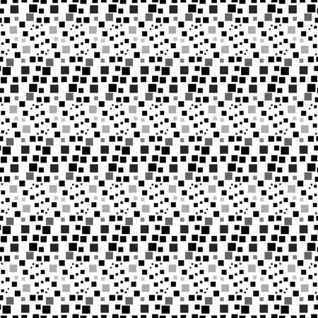 Seamless illustrated pattern made of black and grey squares on whiteのイラスト素材