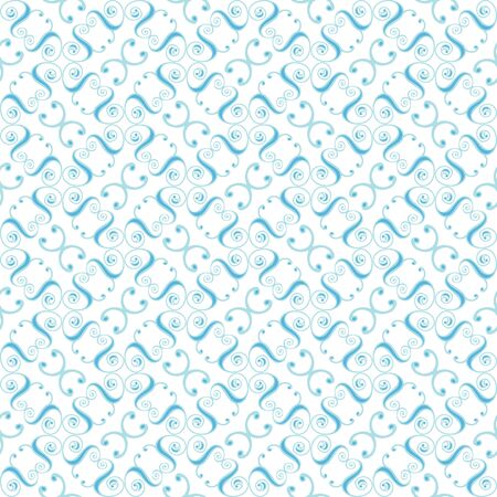 Seamless illustrated pattern made of blue abstract elements on whiteのイラスト素材