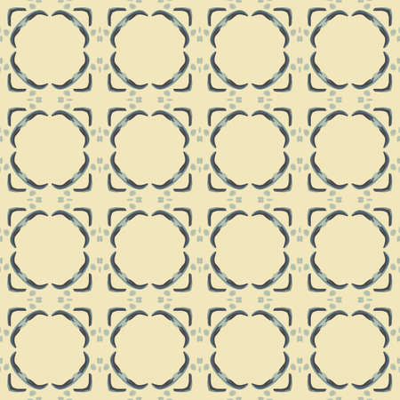 Seamless illustrated pattern made of abstract elements in beige, blue and turquoise
