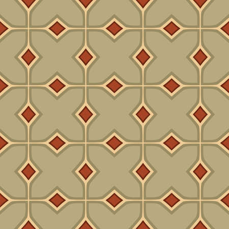 Seamless illustrated pattern made of abstract elements in beige, brown and redのイラスト素材