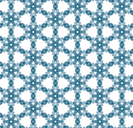 Seamless illustrated pattern made of abstract blue elements on white