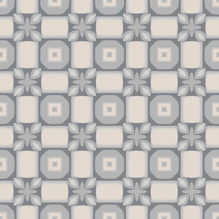 Seamless illustrated pattern made of abstract elements in beige and shades of greyのイラスト素材