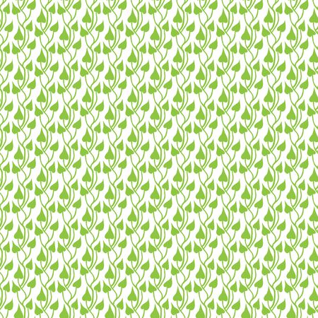 Seamless illustrated pattern made of green leaves on whiteのイラスト素材