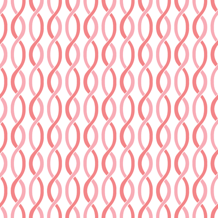 Seamless illustrated pattern made of pink ribbons on white