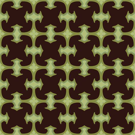 Seamless illustrated pattern made of abstract elements in  green and black