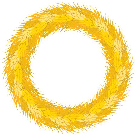 Illustration of a wheat wreath in shades of yellow and orangeのイラスト素材