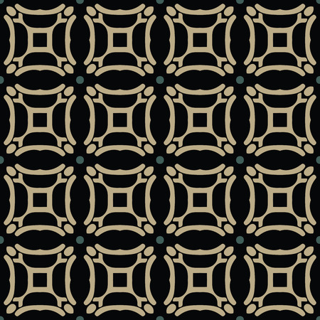 Seamless illustrated pattern made of abstract elements in beige, turquoise and blackのイラスト素材