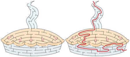 Easy pie maze for younger kids with a solutionのイラスト素材
