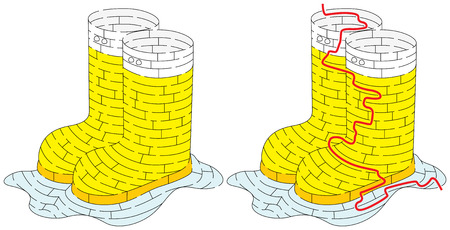 Rubber boots maze for younger kids with a solutionのイラスト素材