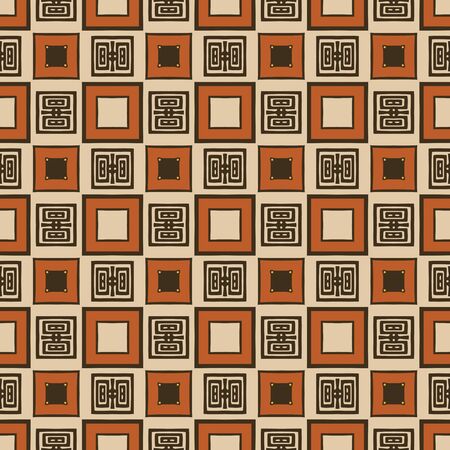 Seamless illustrated pattern made of abstract elements in beige, orange, yellow and brown illustration.のイラスト素材