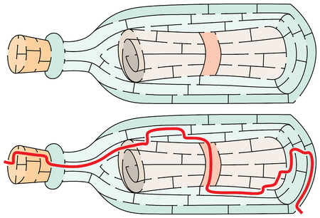 Message in an bottle maze for younger kids with a solutionのイラスト素材
