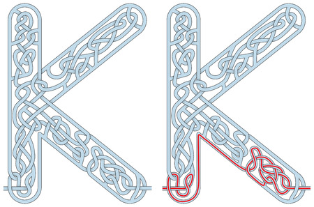 Maze in the shape of capital letter Kのイラスト素材