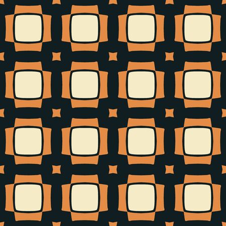 Seamless illustrated pattern made of abstract elements in beige, orange and blackのイラスト素材
