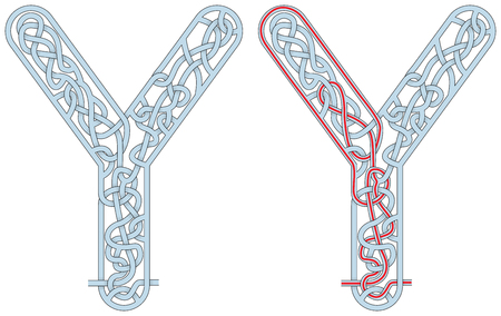 Maze in the shape of capital letter Y - worksheet for learning alphabet