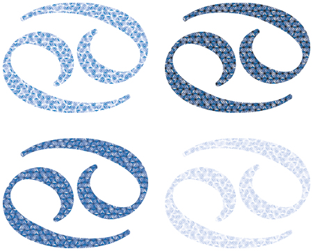 Illustrated cancer zodiac sign in blue isolated on plain background.のイラスト素材