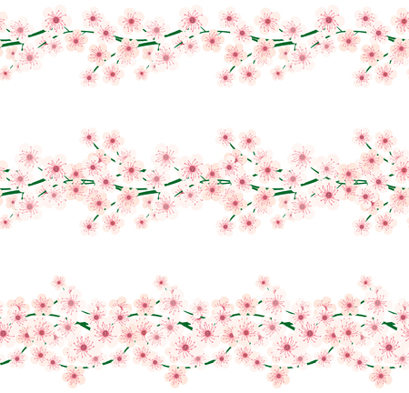 Set of three illustrated decorative floral bordersのイラスト素材