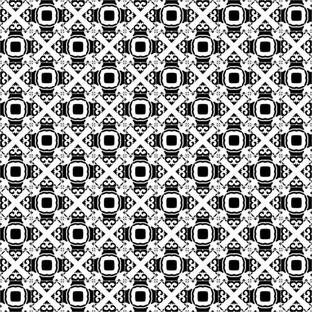 Seamless pattern illustration in traditional style in black and whiteのイラスト素材